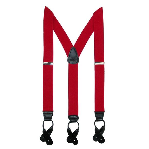 CTM Men's Elastic Button End Dress Suspenders with Silver Hardware - Picture 1 of 3